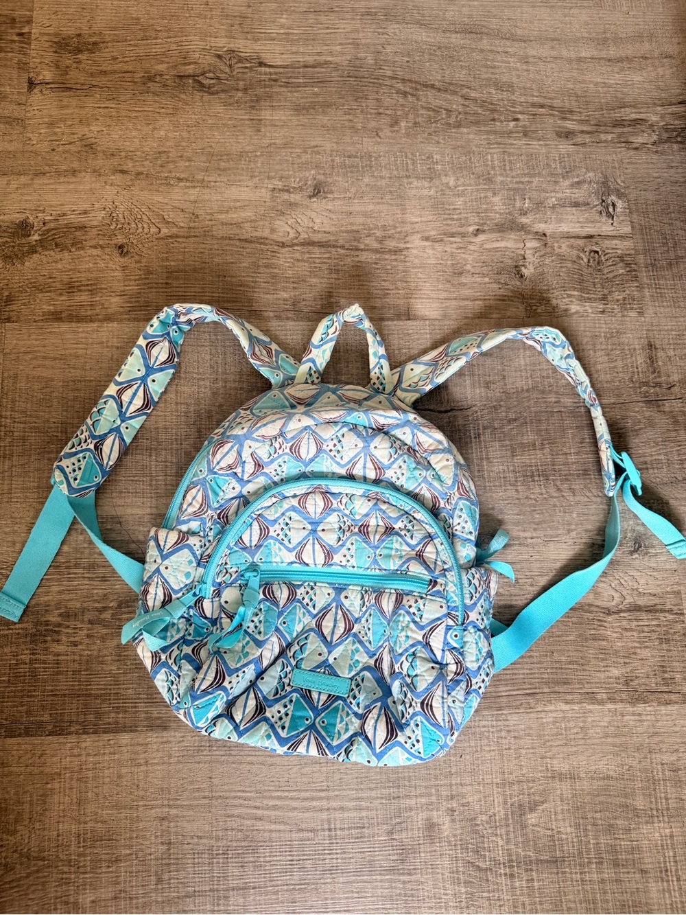 Vera Bradley Turquoise and Brown Geometric Quilted Tote